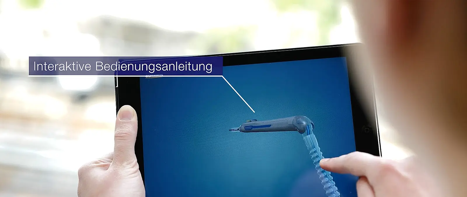 Ansicht der Tablet App für die Medizintechnik von Olympus Smoke Pencil