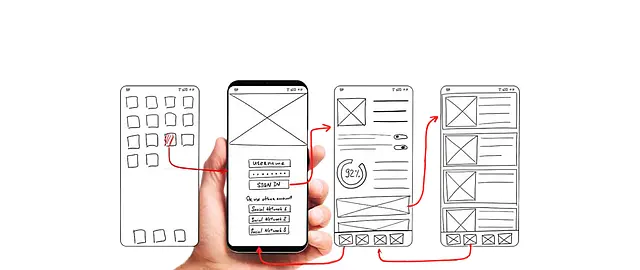 Zeichnung von Smartphones und Symbolen