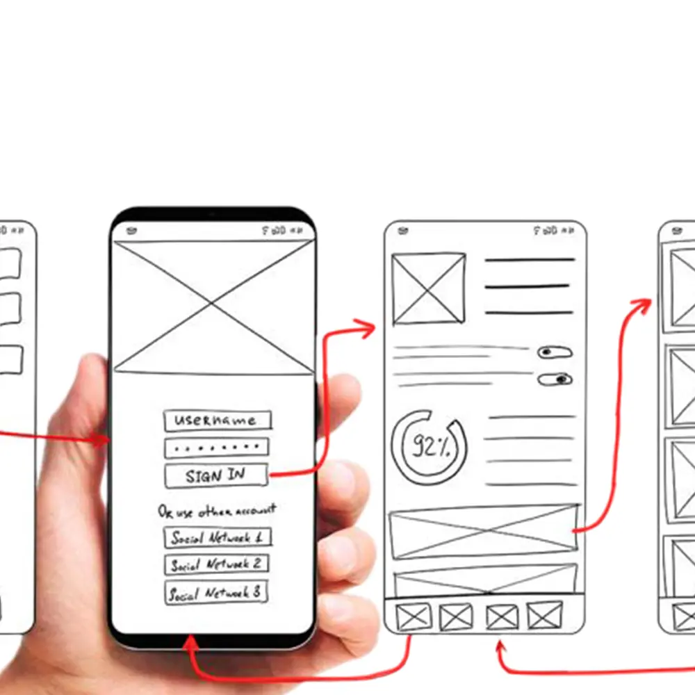 Zeichnung von Smartphones und Symbolen