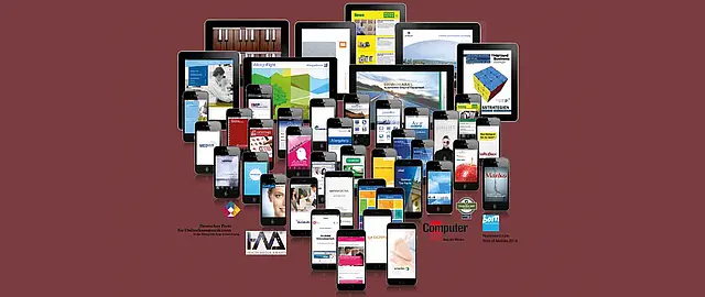 viele Handys und Tablets, die alle verschiedene Apps geöffnet haben