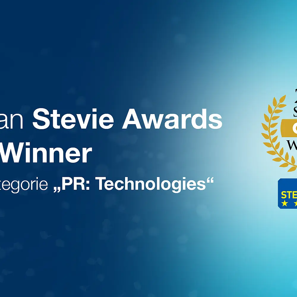 Logo der German Stevie Awards 2025: Gold Winner in der Kategorie PR: Technologies, ausgezeichnet für FUSE