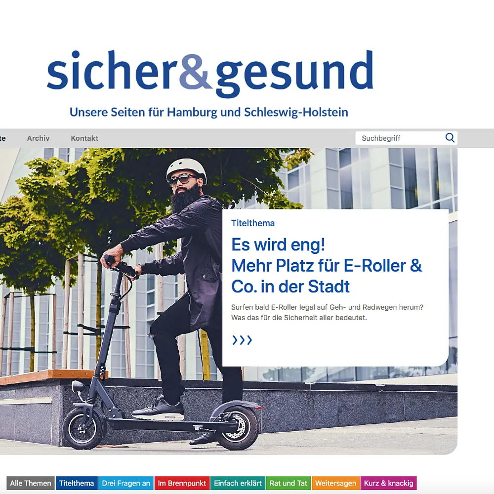 Starseite des Online Magazins Sicher und Gesund der UK Nord