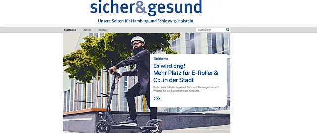 Starseite des Online Magazins Sicher und Gesund der UK Nord