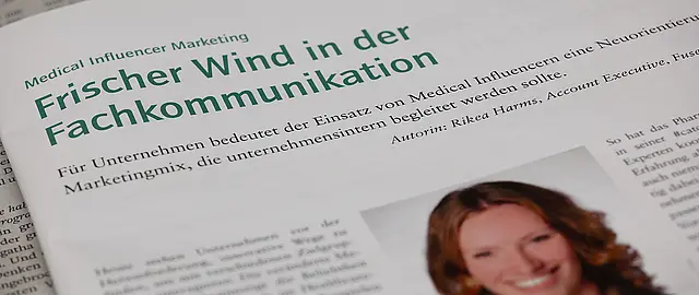 Ausschnitt aus dem Artikel von Rikea Harms von FUSE im Fachmagazin Healthcare Marketing
