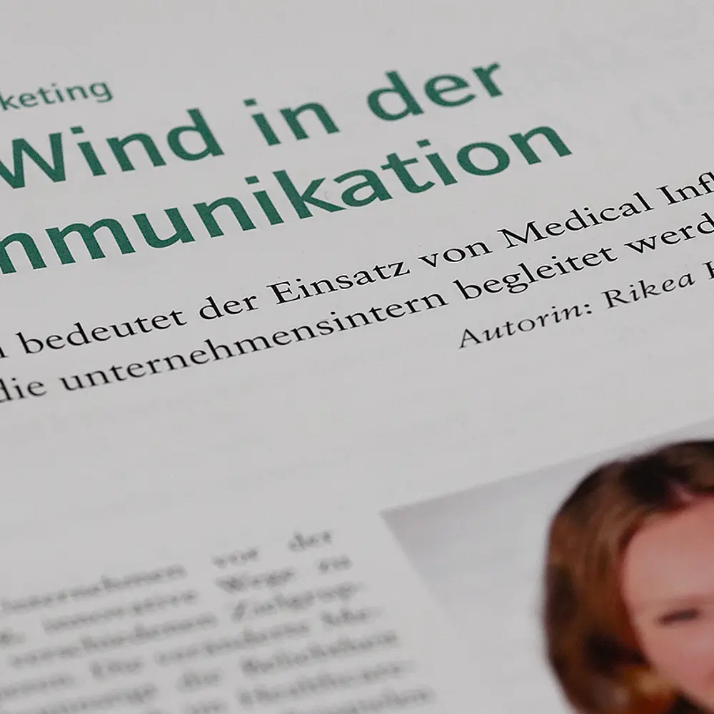 Ausschnitt aus dem Artikel von Rikea Harms von FUSE im Fachmagazin Healthcare Marketing