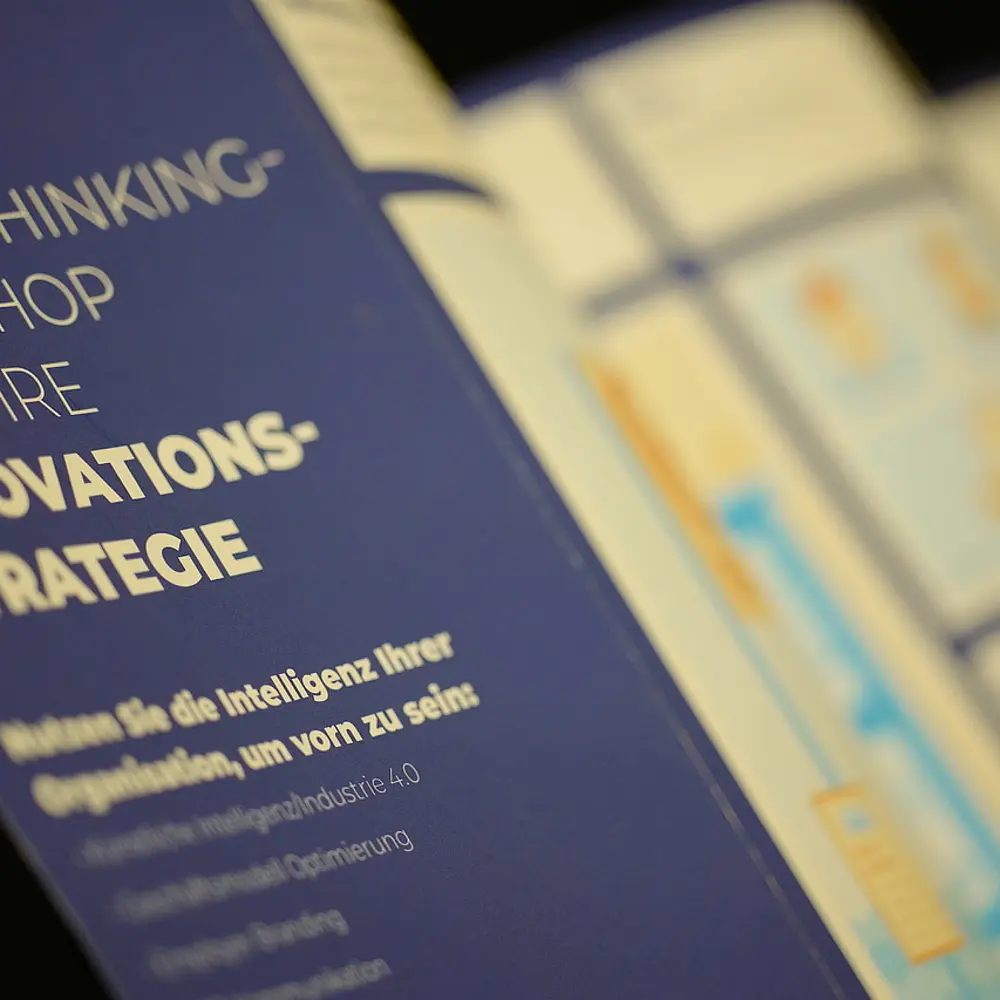 Ausschnitt eines Flyers über Design Thinking Workshop für Innovationsstrategie