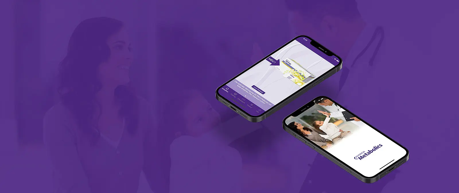 Nutricia App geöffnet auf einem Handy