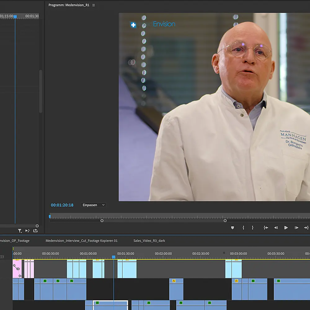 Screenshot mit Filmbearbeitungs-Software