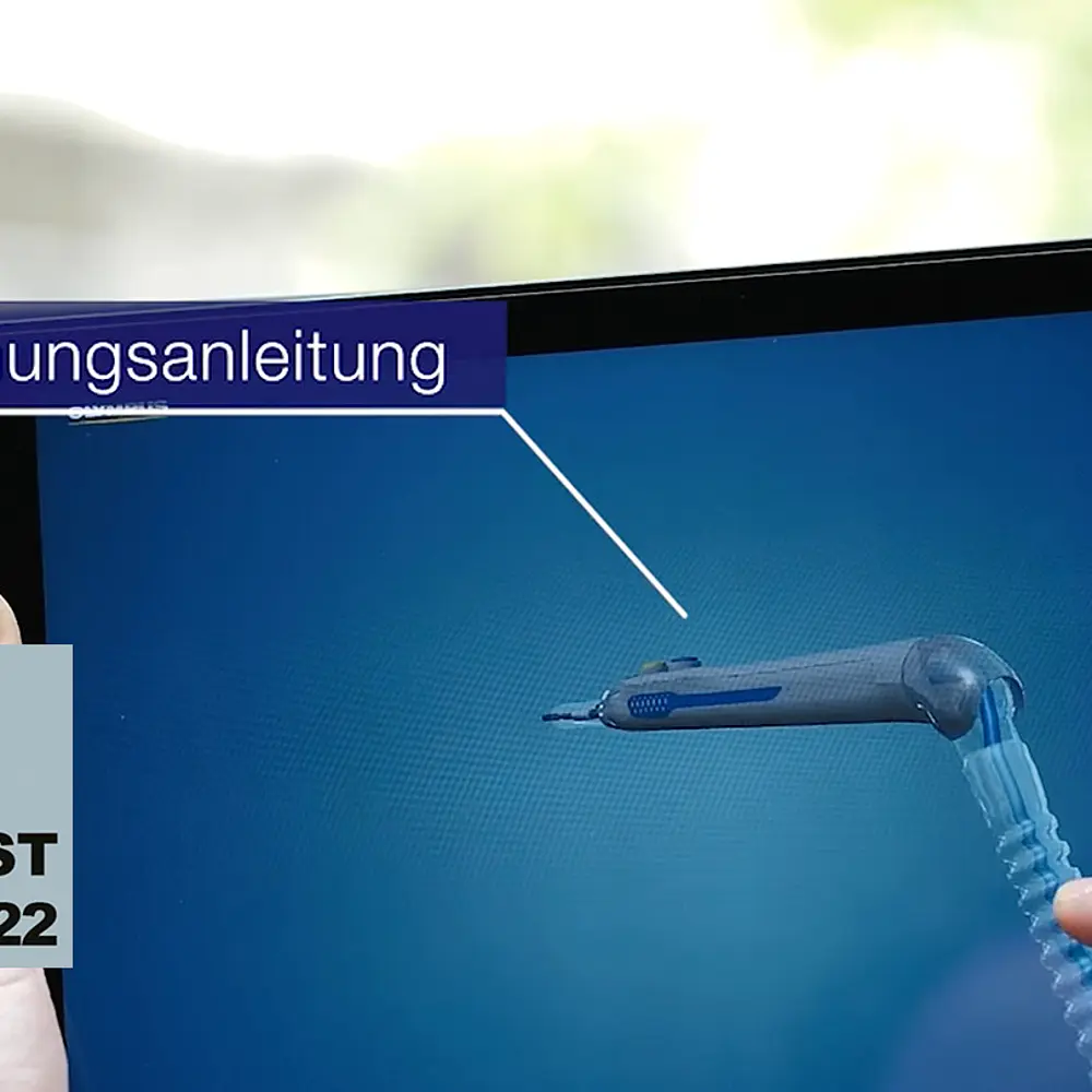 Tablet mit der interaktiven 3D-App von Olympus