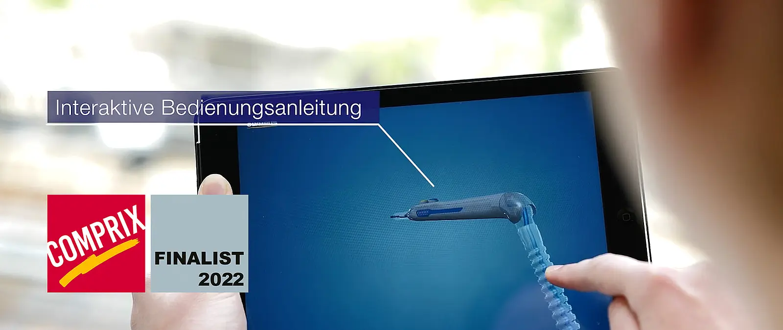 Tablet mit der interaktiven 3D-App von Olympus